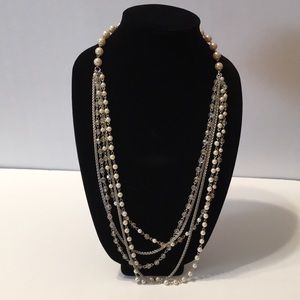 Multi-strand Pearl and Bead Necklace